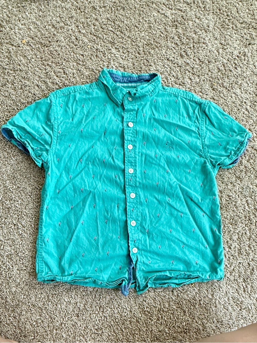 Original Penguin Short-Sleeve Button-Down Shirt in Teal Green